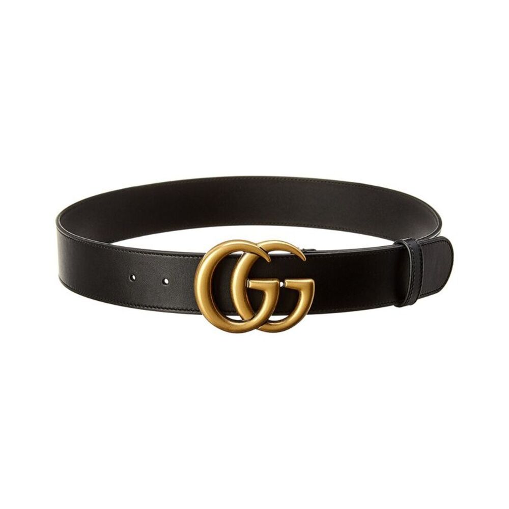 Gucci Gg Leather Belt, Black